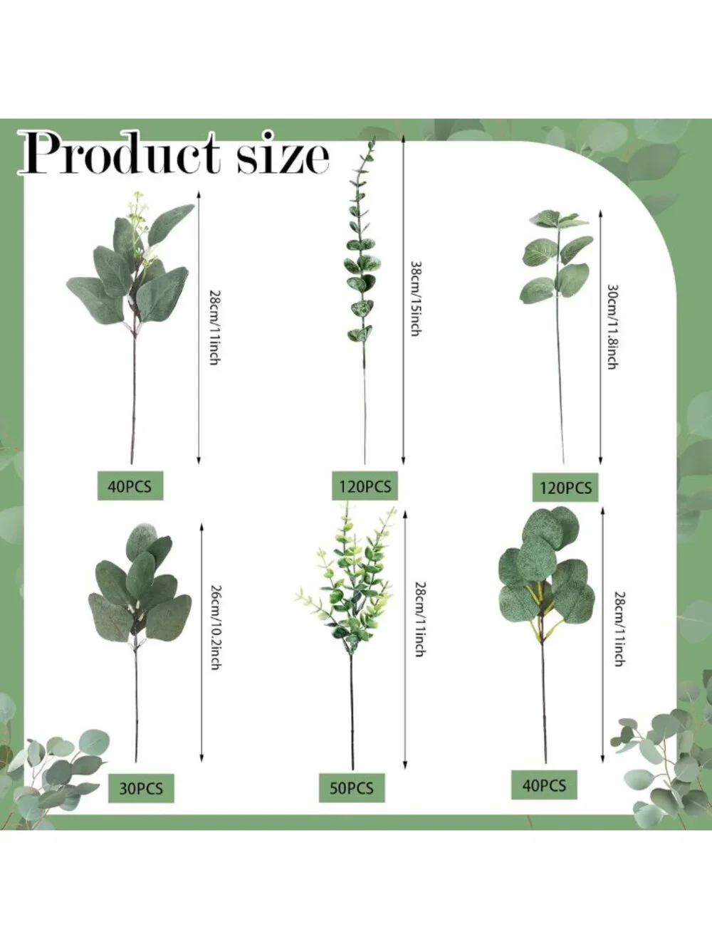 400 Pcs Mixed Eucalyptus Leaves Stems - Bulk Artificial Greenery Decor